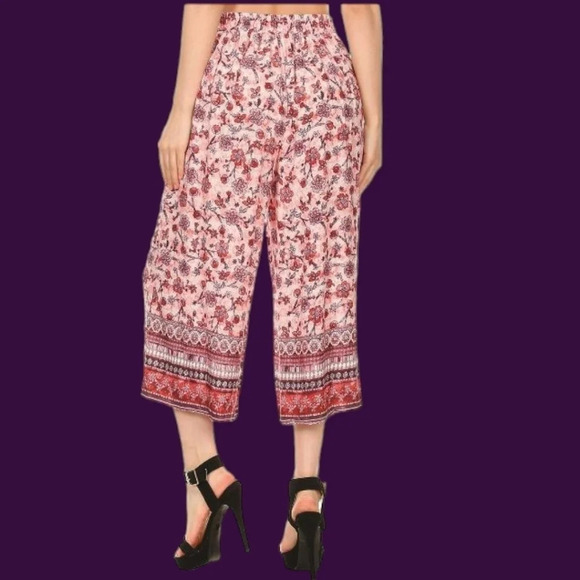 Yado cropped palazzo pants wide leg boho style size medium  multicolor - Picture 2 of 9